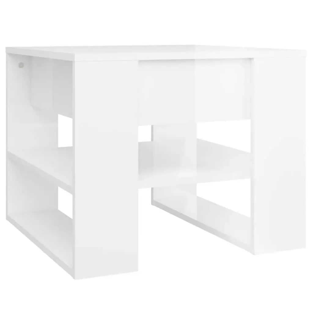High Gloss White Coffee Table 21.9x21.7x17.7 Engineered Wood Modern Design