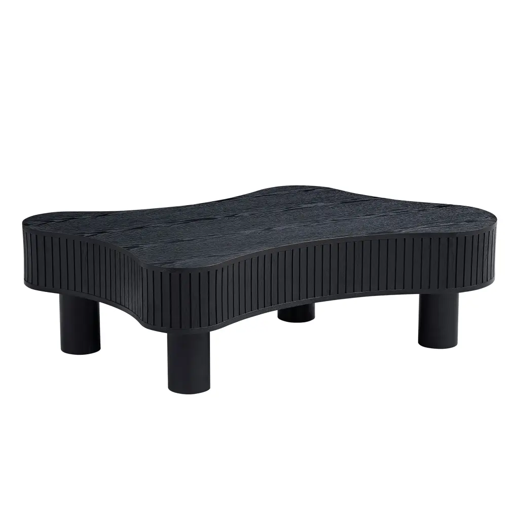 42.52 Inch Modern Handcrafted Drum Coffee Table Irregular Shape Timber justone