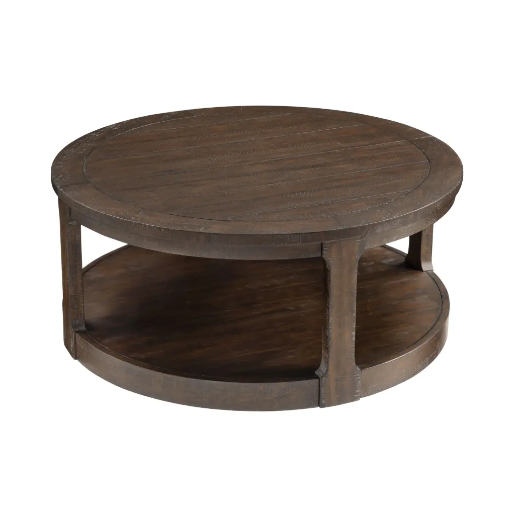 40 Inch Large Curved 2 Tier Traditional Round Wooden Center Coffee Table justone