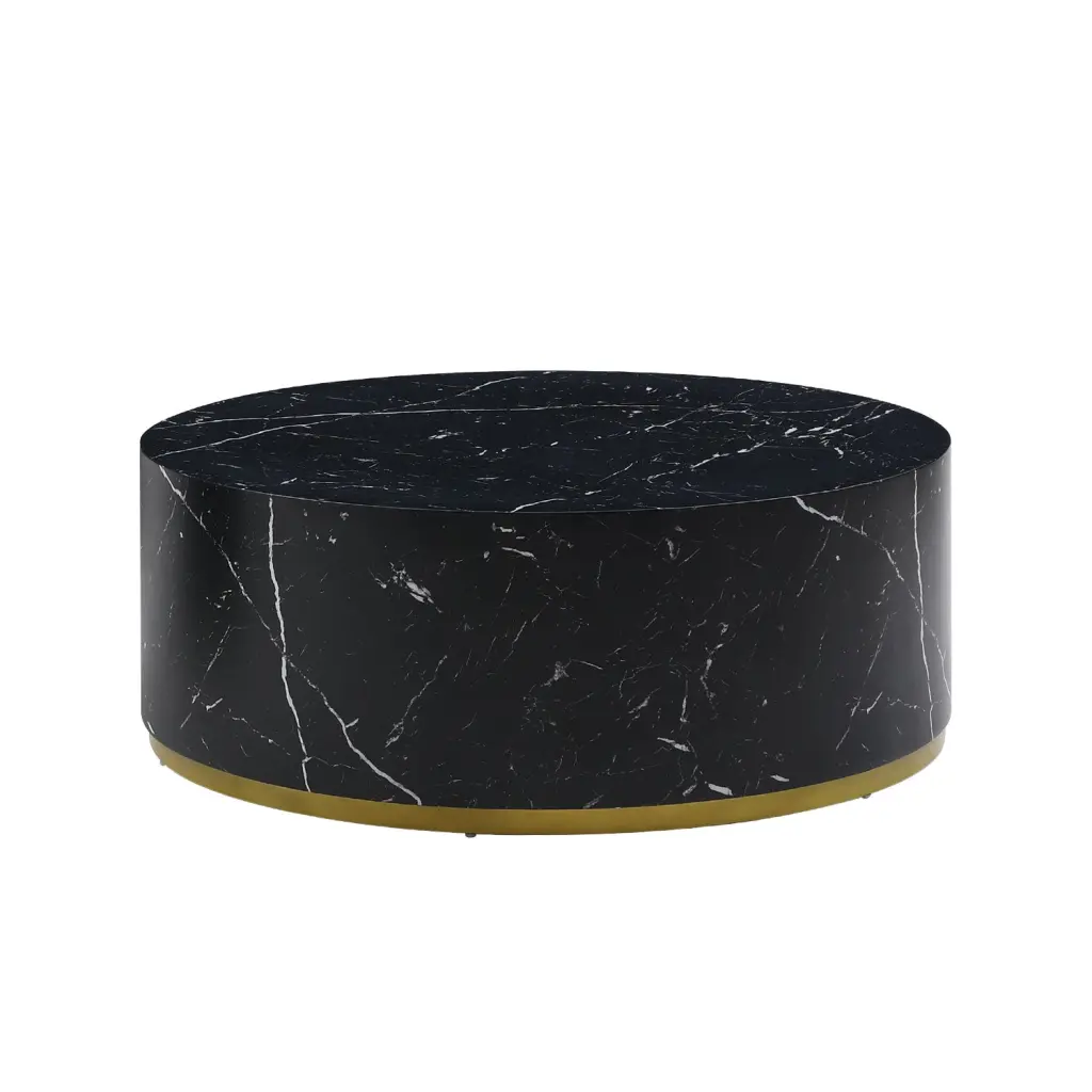Modern Faux Marble Coffee Table Living Room 35.43 Inch Accent Tea Table Sturdy Metal Legs justone interior