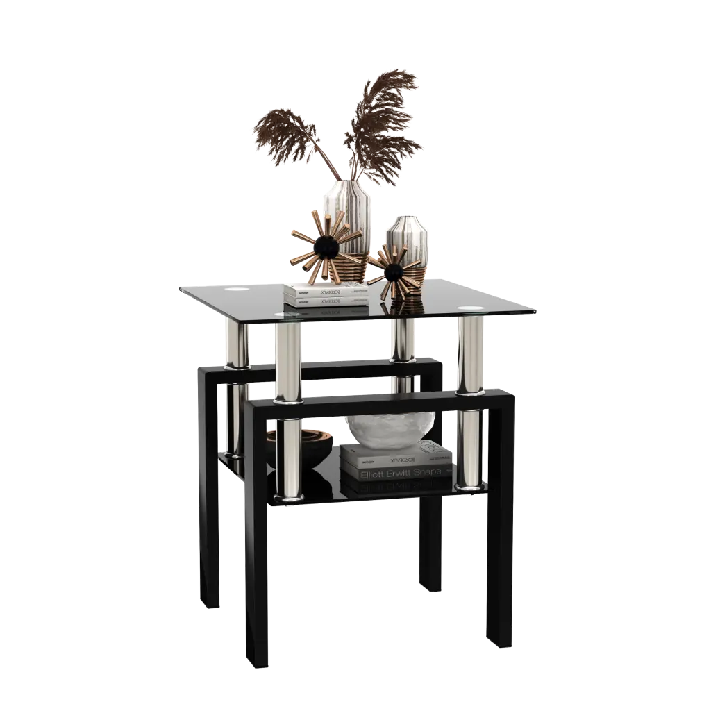1 Piece Modern Tempered Glass Tea Table Coffee Table End Table, Square jws-w241