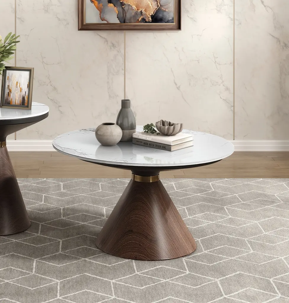 Premium Living Room Cocktail Table White Sintered Stone Top kanepe