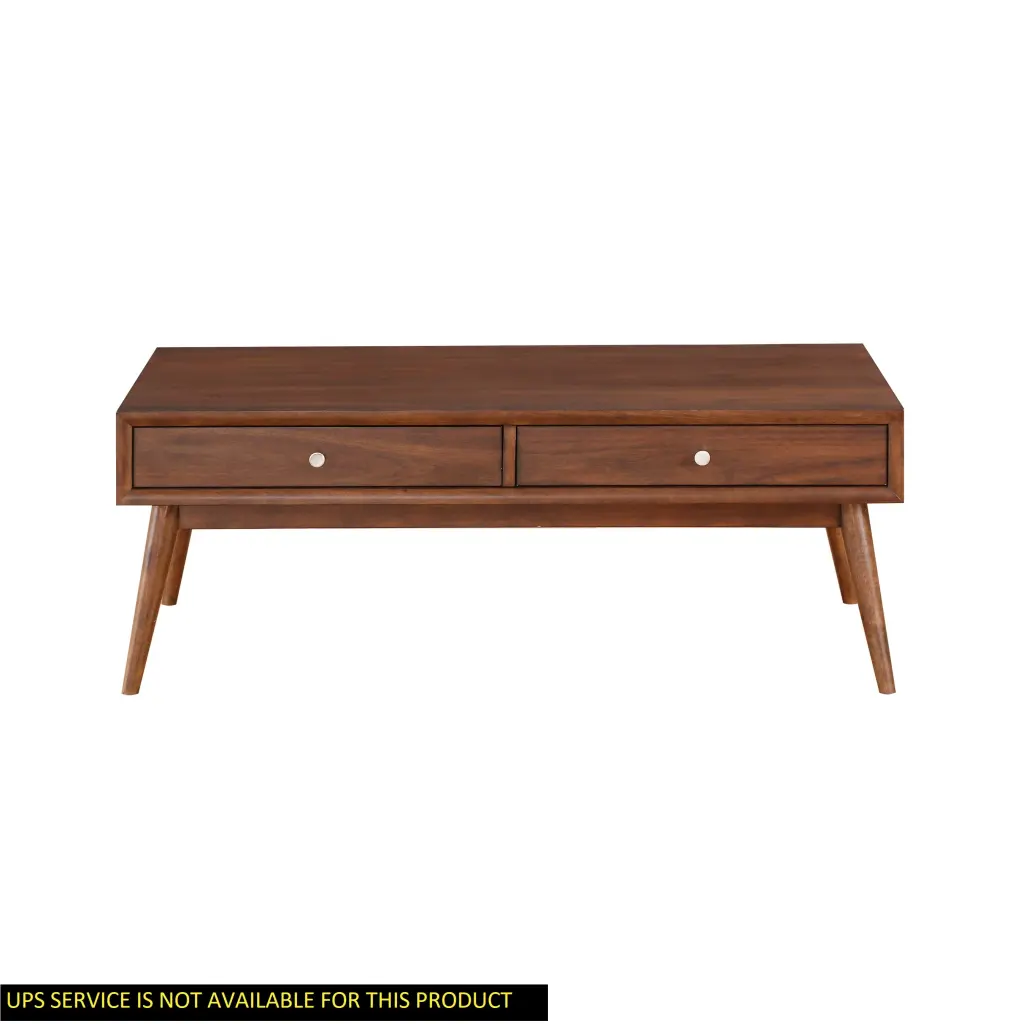Retro Modern Style Coffee Table 2 Drawers Brown Finish Living Room Furniture kanepe