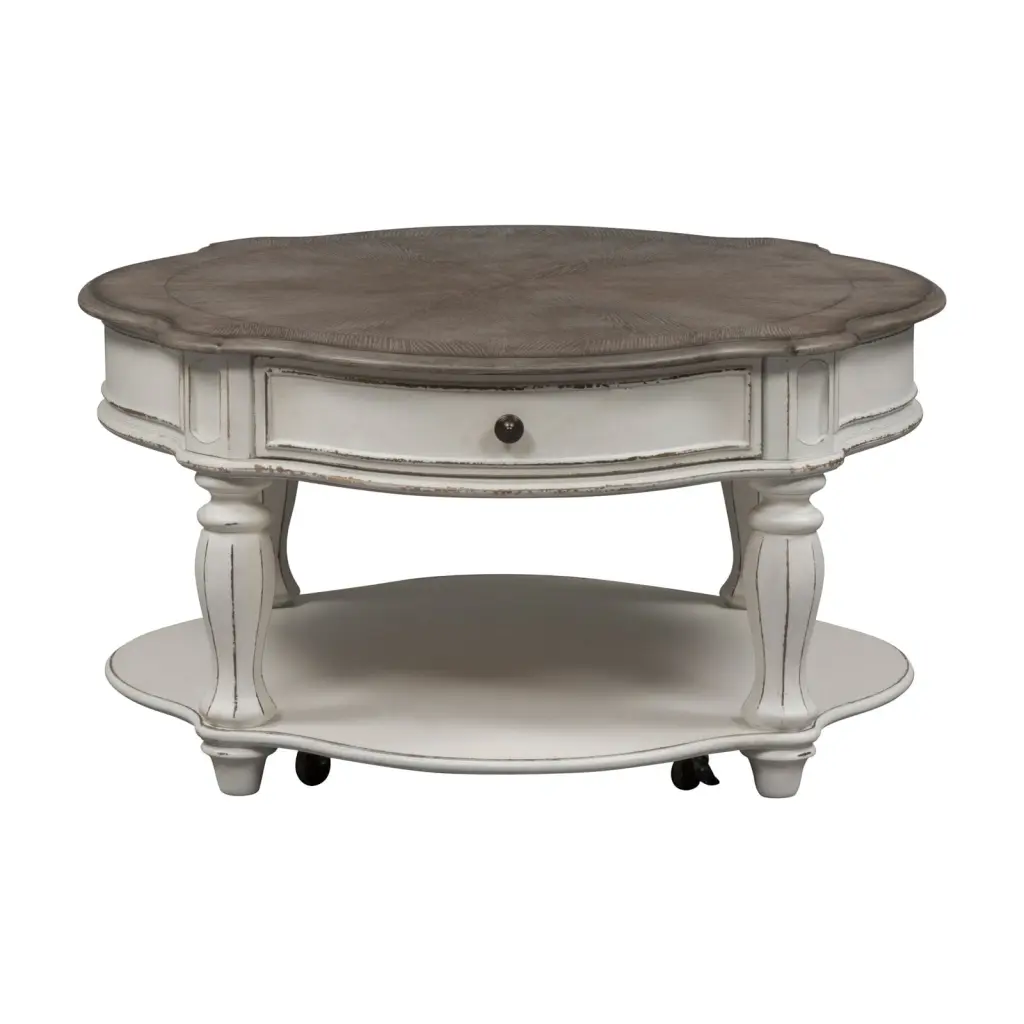 Magnolia Manor White Round Cocktail Table Liberty Furniture