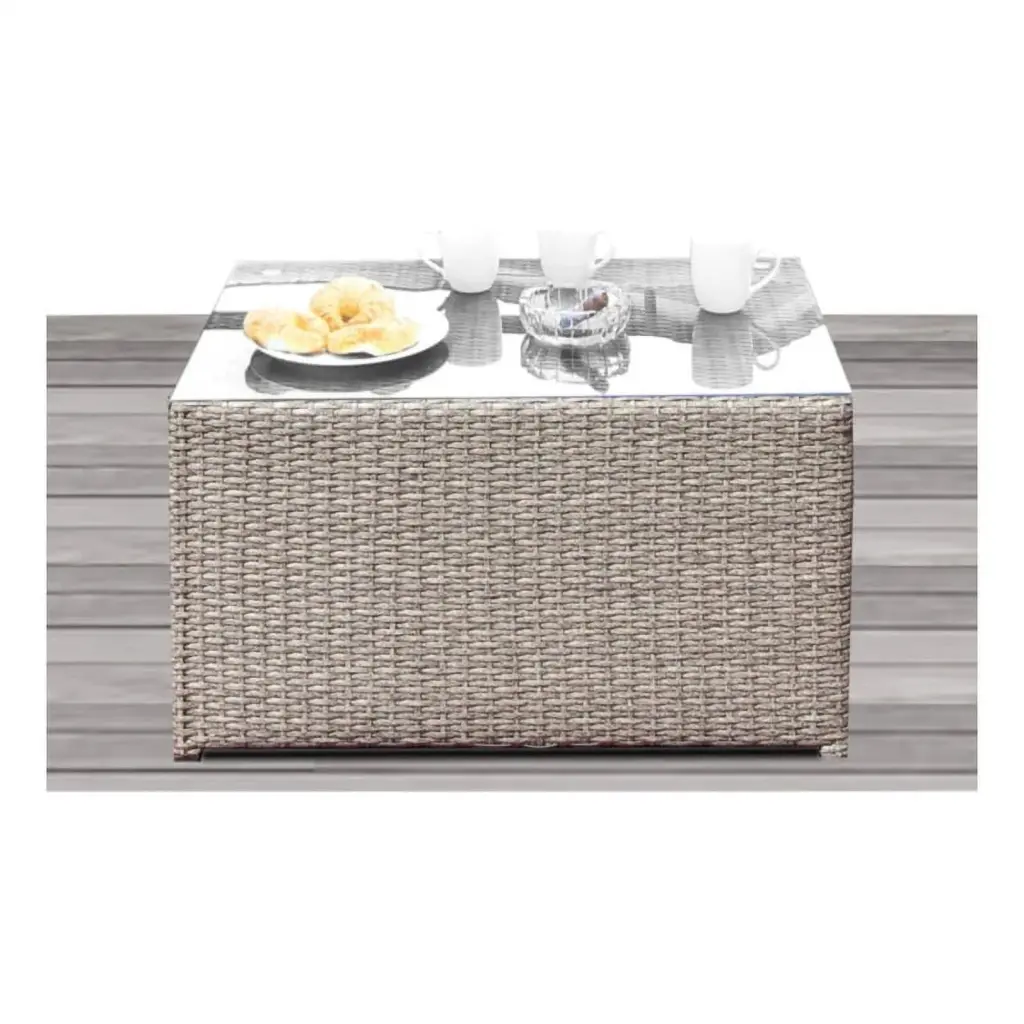 Living Source International 33W Wicker Outdoor Coffee Table Light Brown