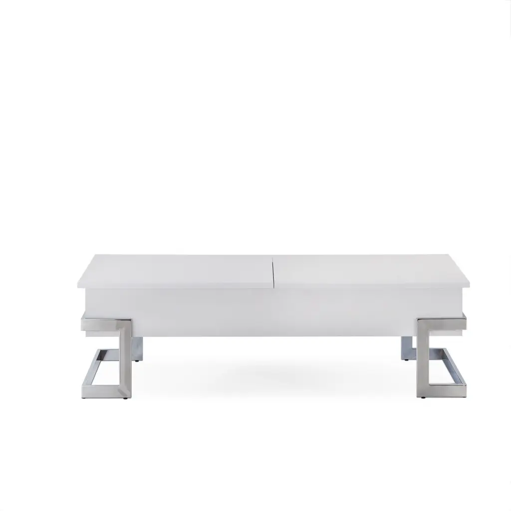 MAICOSY 47 Inch Calnan Coffee Table Living Room White and Chrome