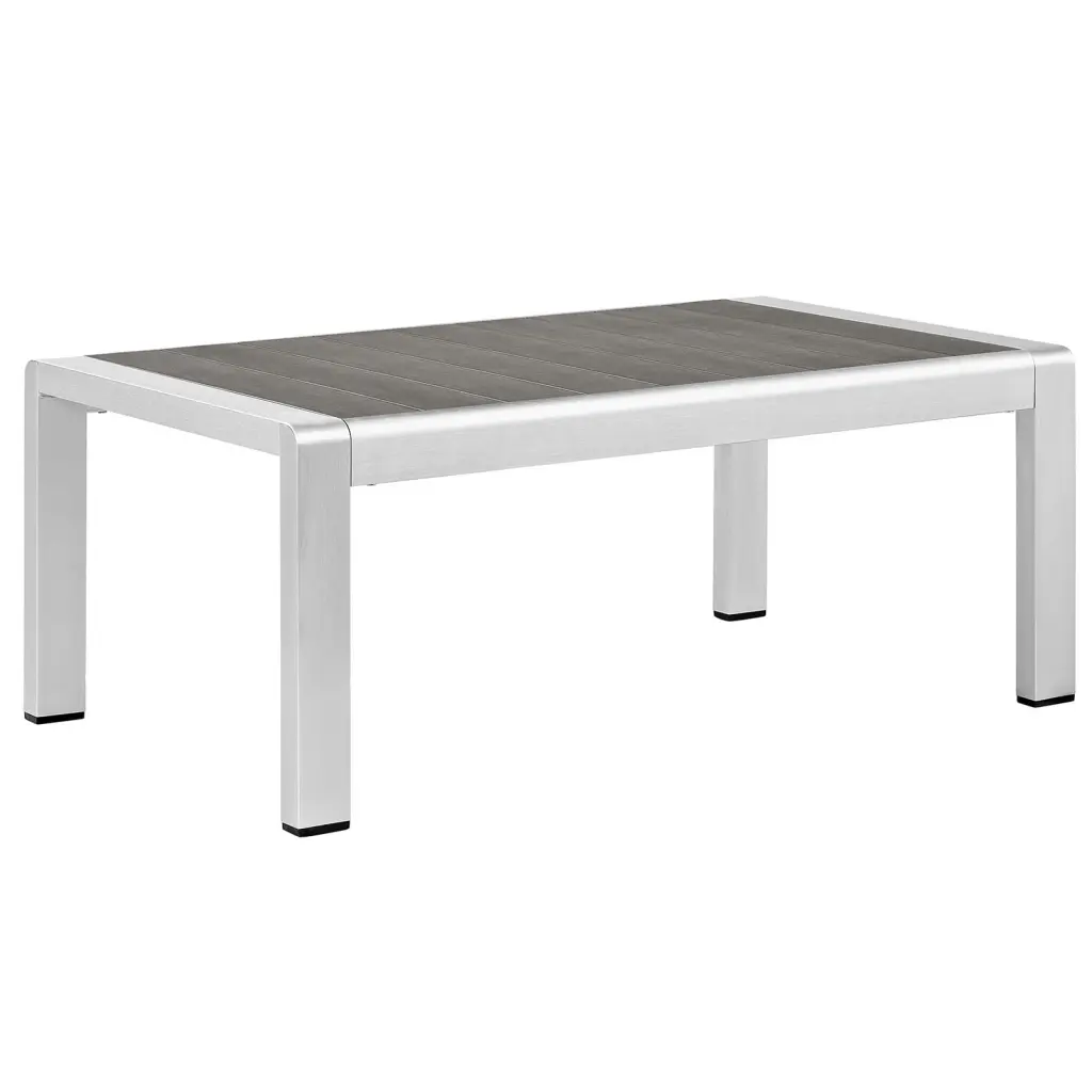 Modern Contemporary Urban Design Outdoor Patio Balcony Coffee Table Grey Gray Metal Aluminum