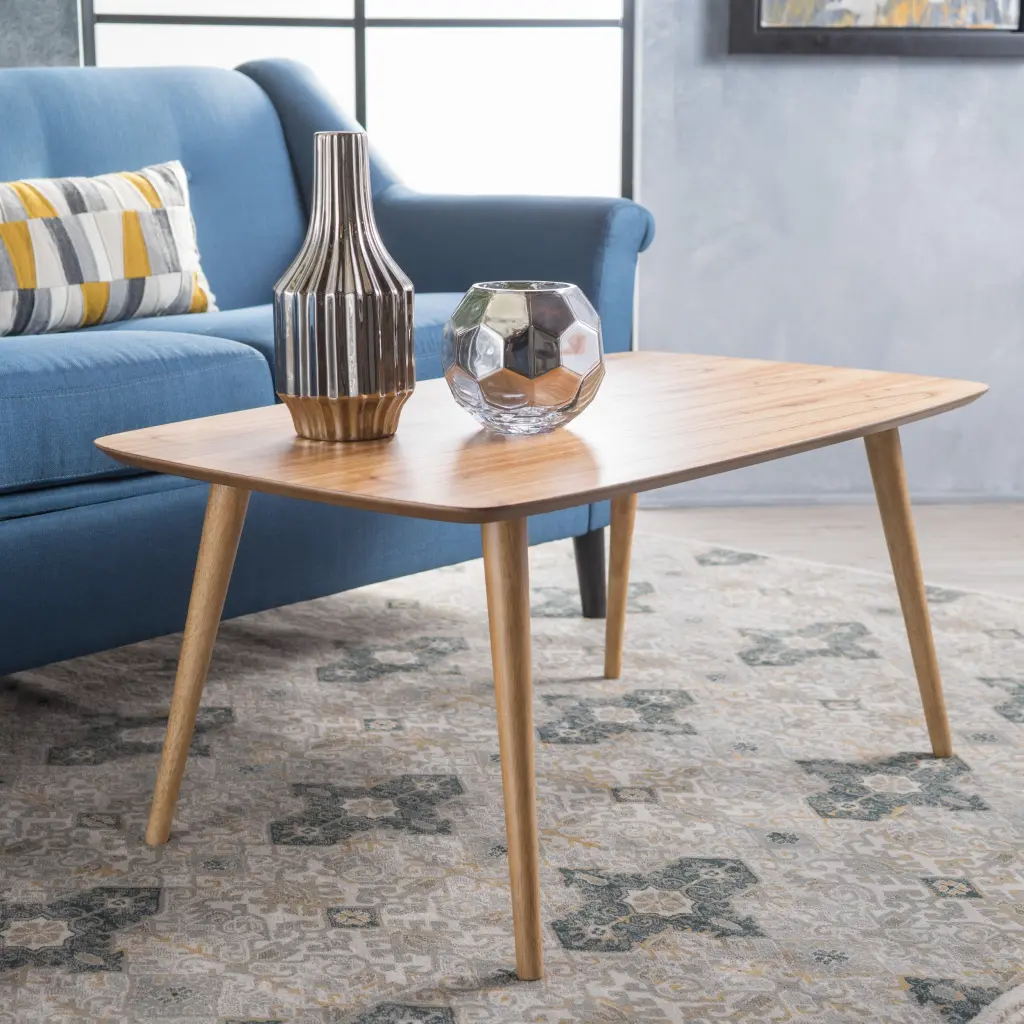 Coffee Table Made Natural Rubber Wood, Modern Living Room Center Table nh-inmax