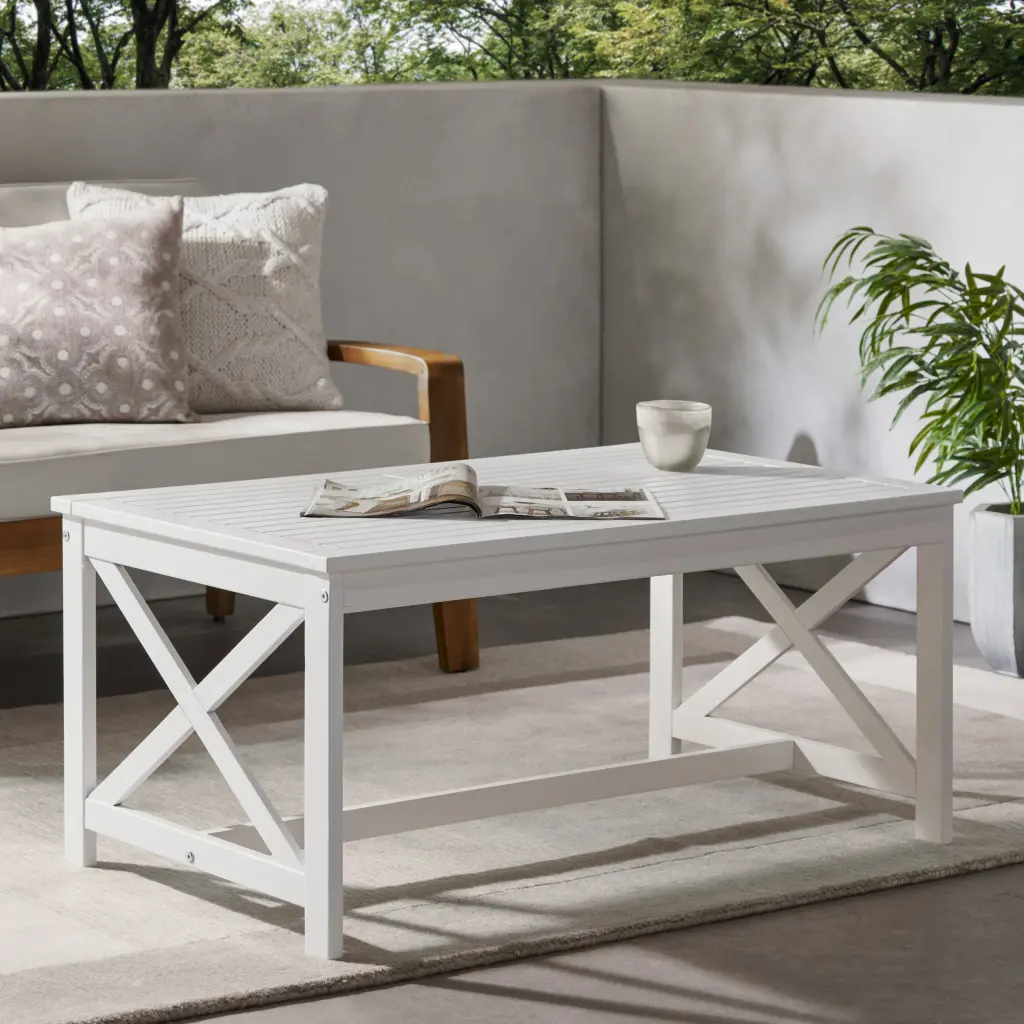 Modern White Timber Coffee Table Sleek Design Living Room nh-perfect home