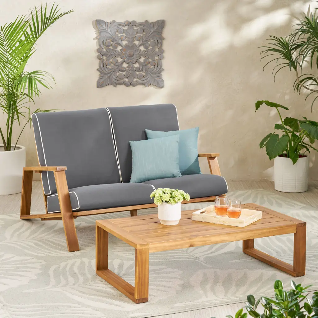 Paloma Seat Coffee Table Grey Water Resistant Wood Material nh-purenest