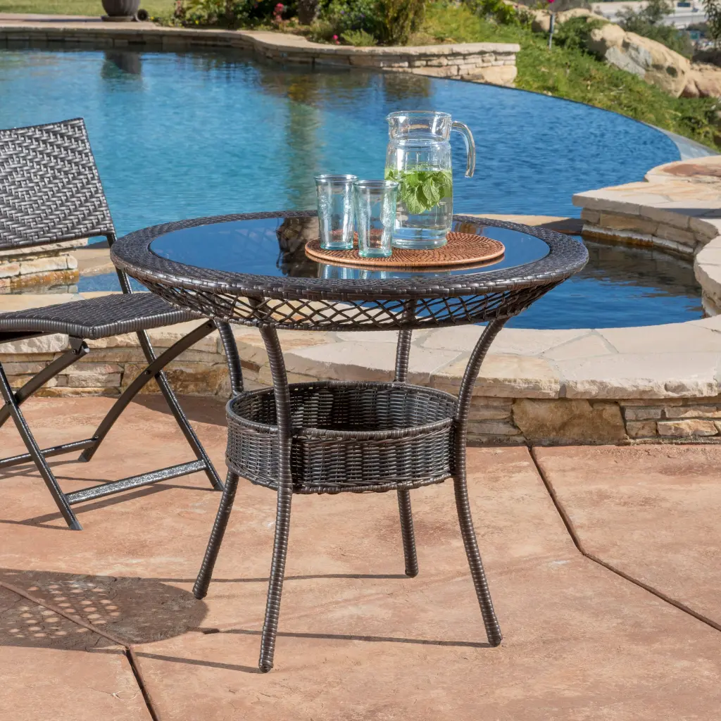 Figi PE 34In Glass Table KD Brown Multi Iron Finish nh-vivalux