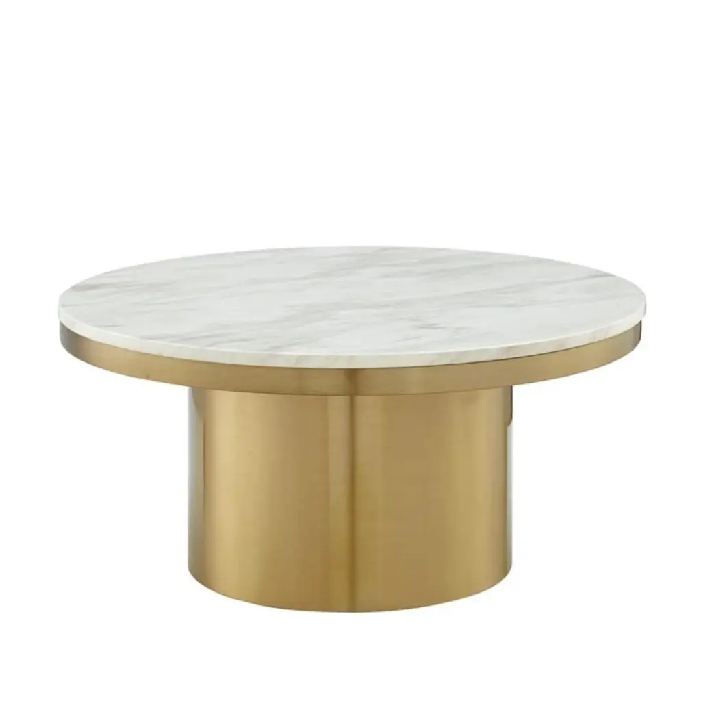 Posh Living Kinzie White and Gold Coffee Table Living Room PoshLiving