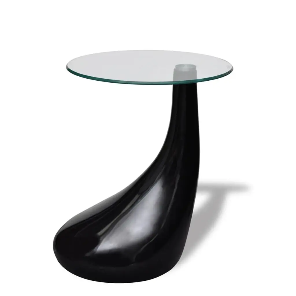 Round Glass Top Coffee Table High Gloss Black Modern Design