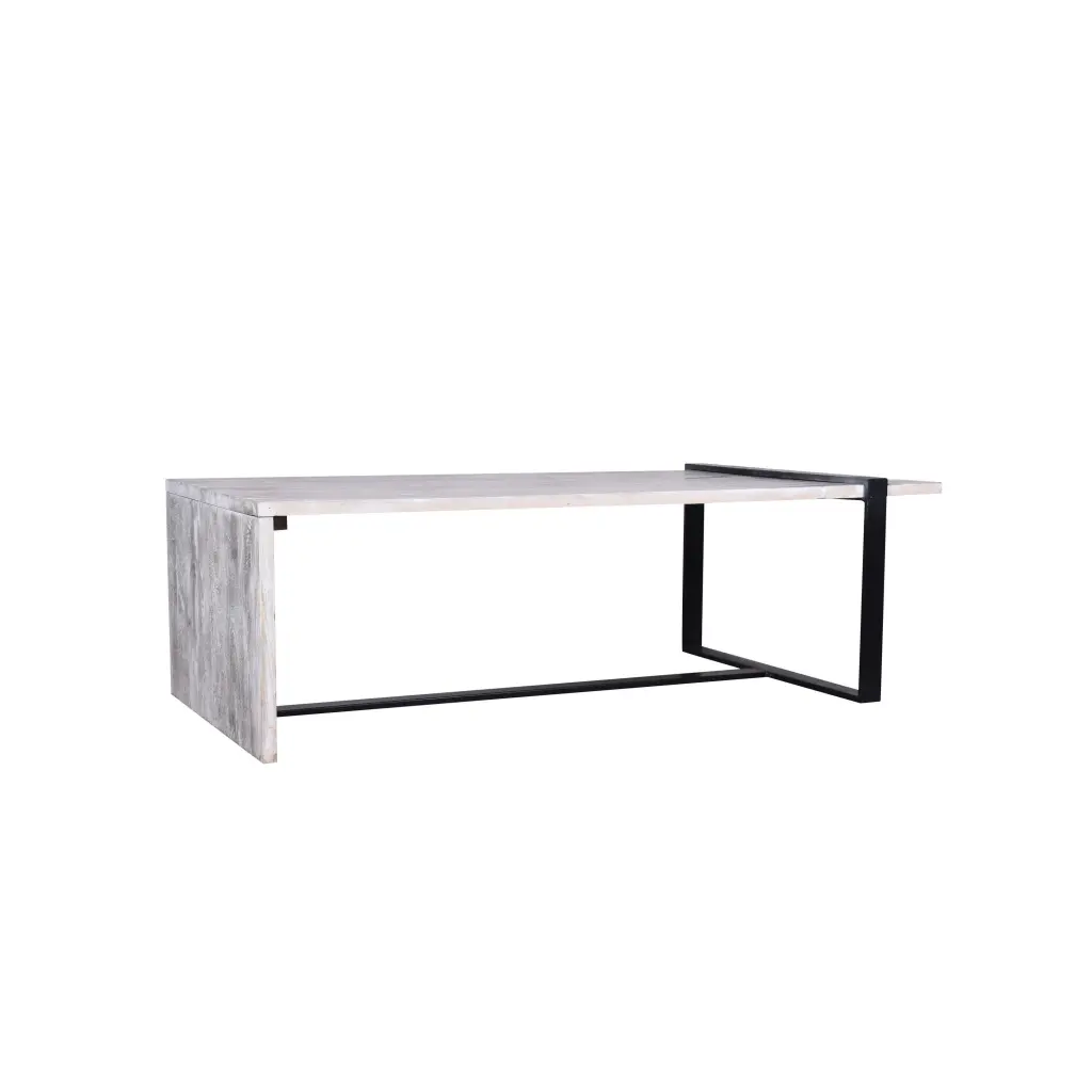 Farmhouse Rectangular Coffee Table Wooden Top And Geometric Metal Base royal hampton