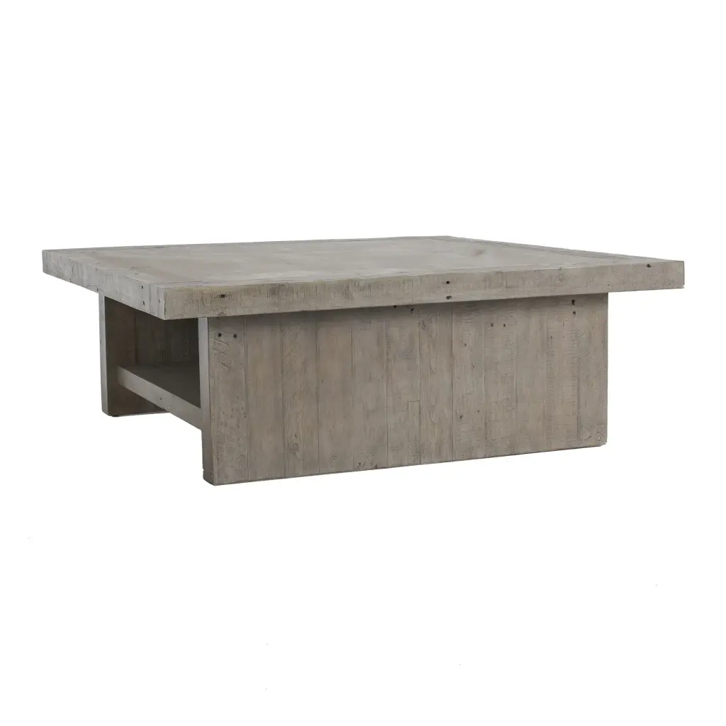 50 Inch Square Coffee Table - Concrete Laminated Surface Distressed Grey Finish royal hampton