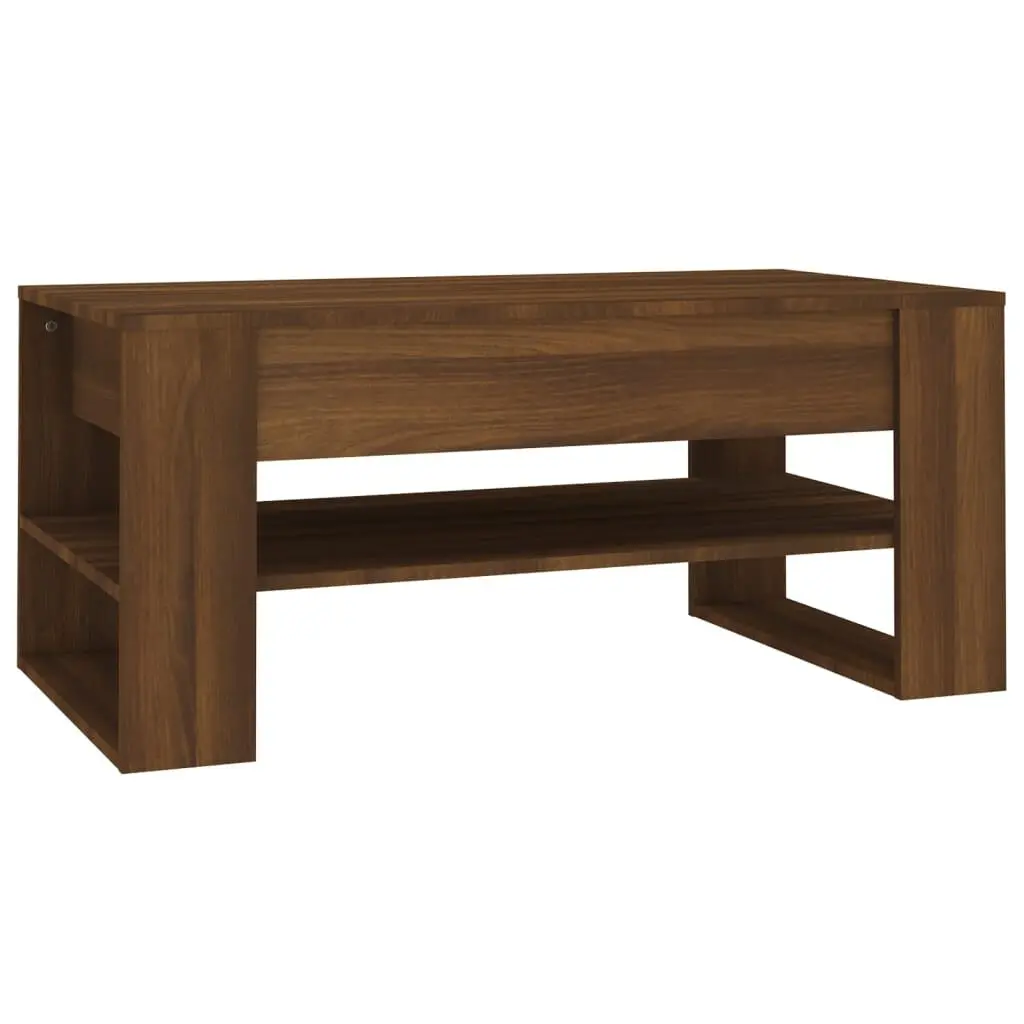 Rustic Brown Oak Coffee Table 40.2x21.7x17.7 Inches Engineered Wood