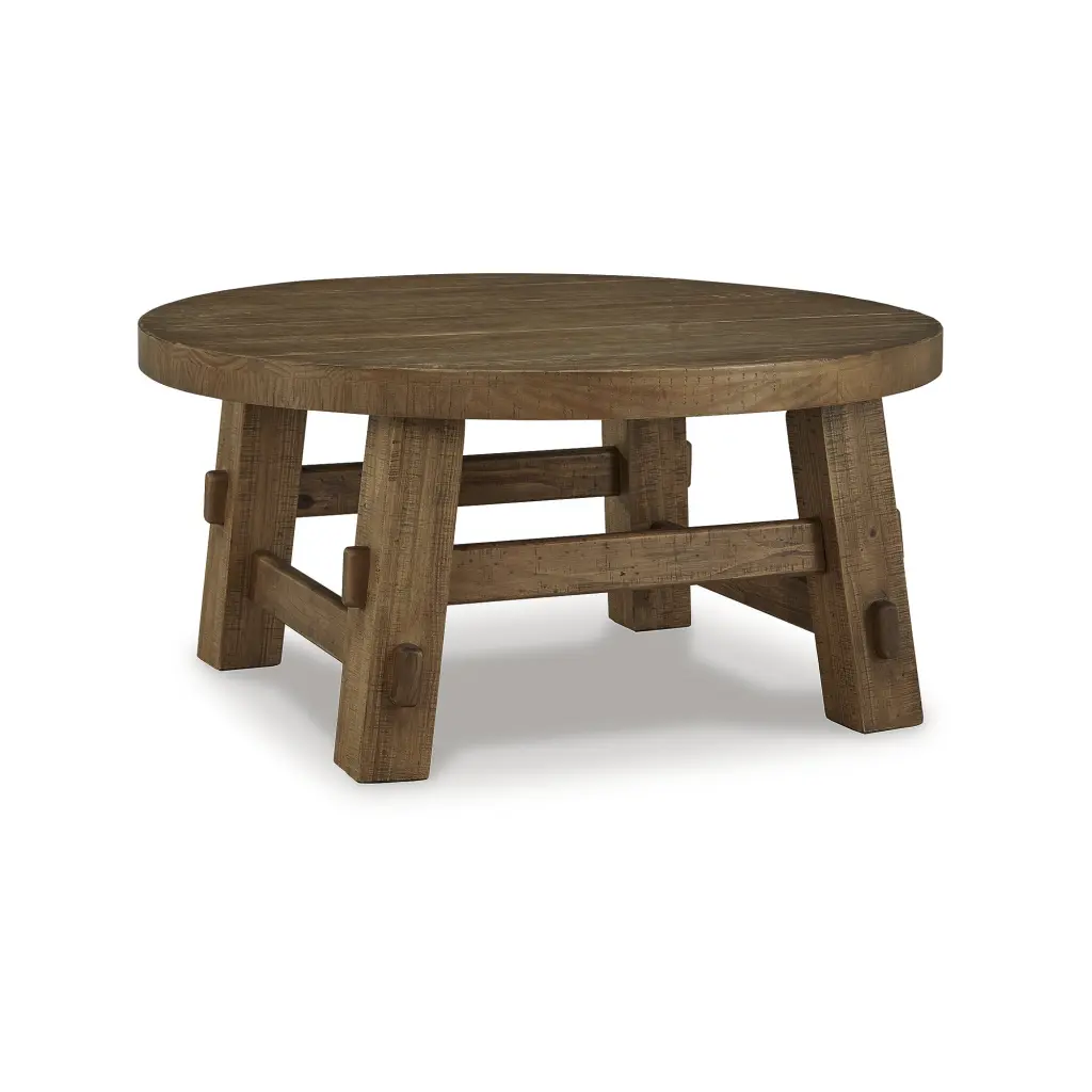 Signature Design Ashley Mackifeld Round Coffee Table Warm Brown