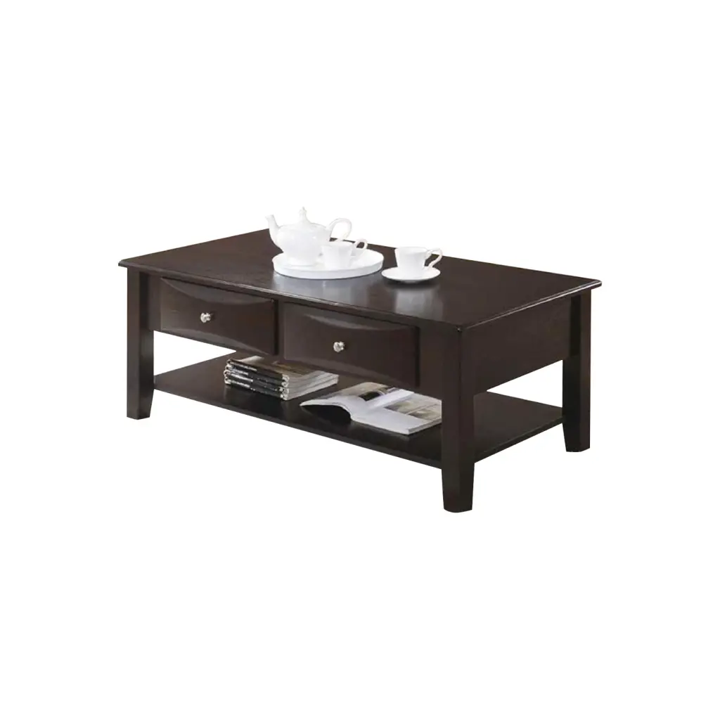 Brown Two Drawer Coffee Table Living Room Rectangular Primary Space simple relax