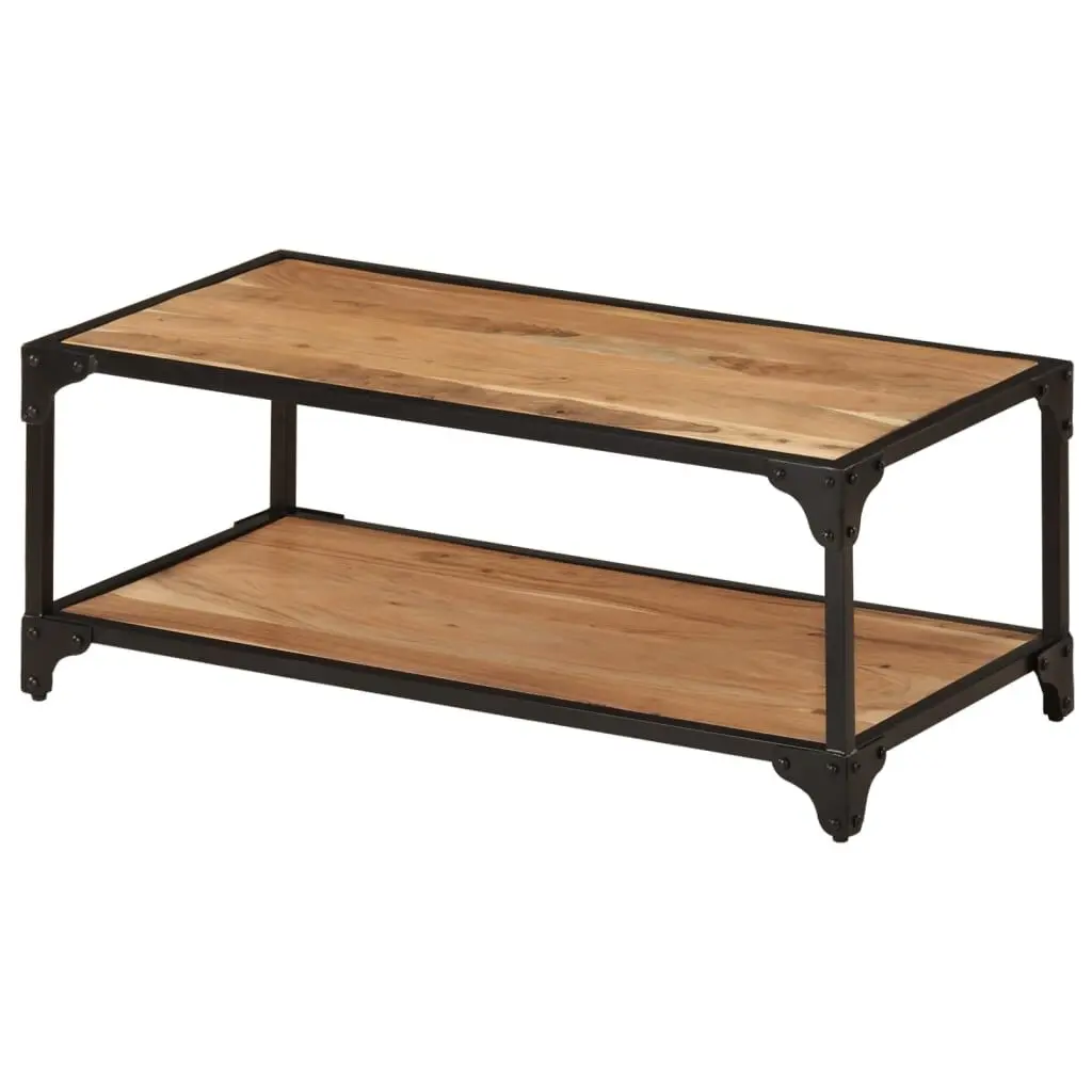 Solid Acacia Wood Coffee Table 35.4x17.7x13.8 Inches Rustic Design