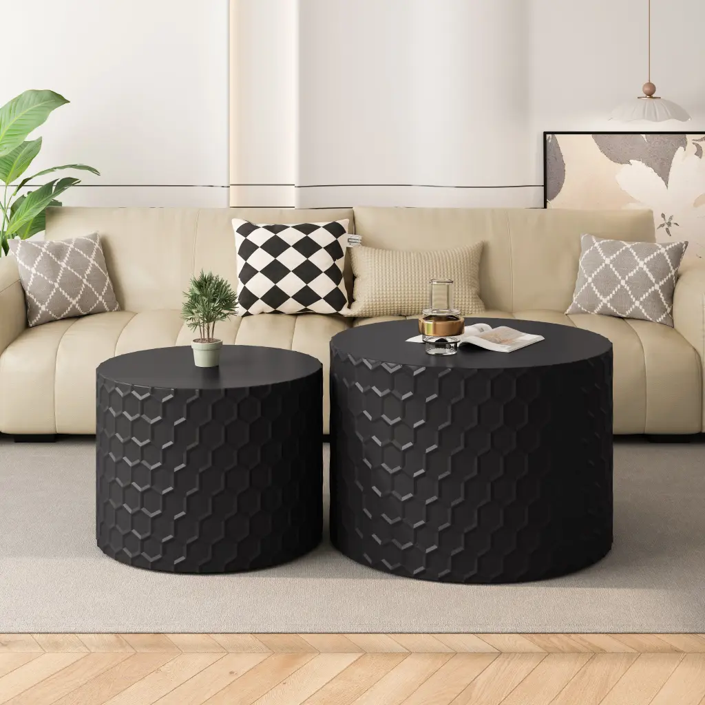 Chic And Minimalist Nesting Coffee Table Set Honeycomb Design Modern Living Room Furniture spribung
