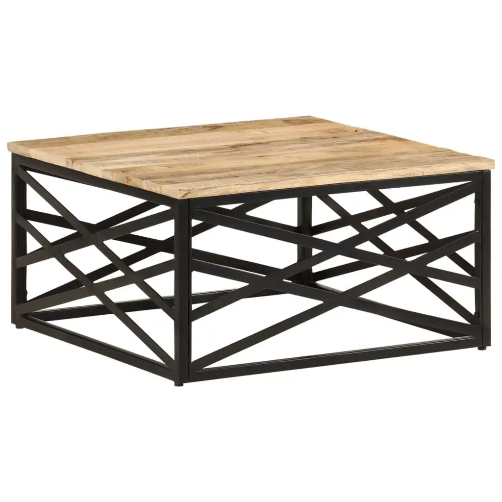 Square Coffee Table 26.8x26.8x13.8 Inch Solid Mango Wood Living Room Table