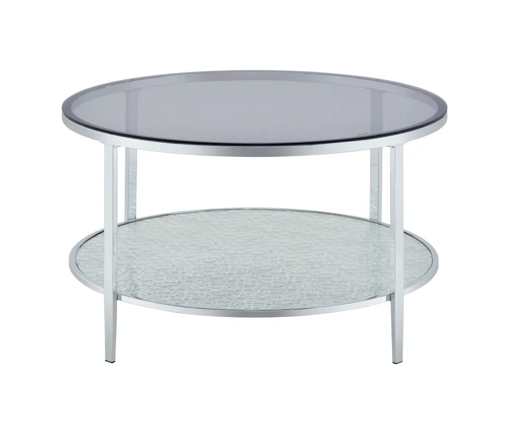 Frostine Round Coffee Table Silver Metal Modern Living Room Furniture steve silver furniture