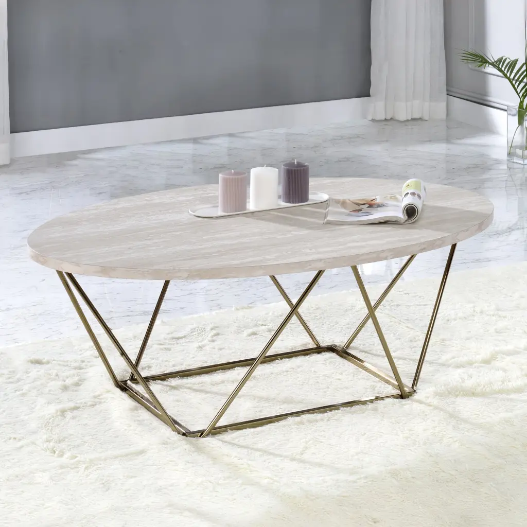 Rowan Faux Marble Top Coffee Table Gray Wood Modern Living Room steve silver furniture