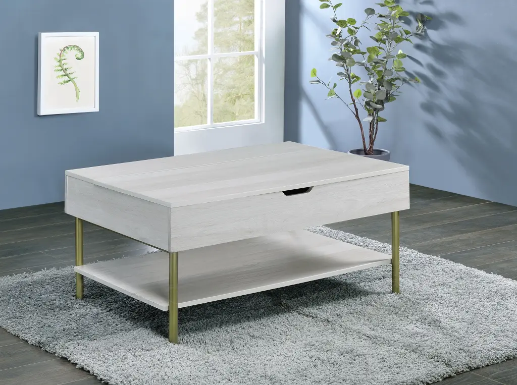 Whitman Lift Top Coffee Table White White Wood steve silver furniture