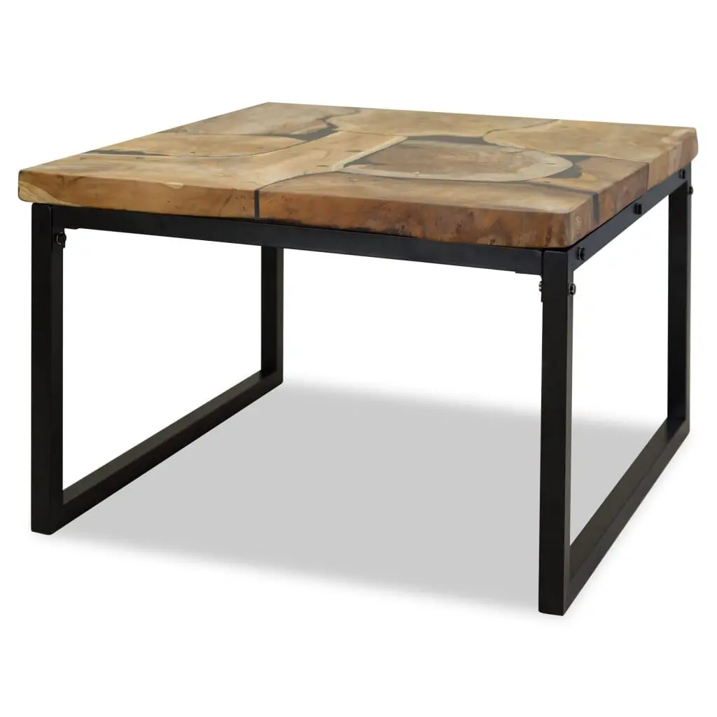 Teak Resin Coffee Table 23.6x23.6x15.7 Inches Living Room Furniture