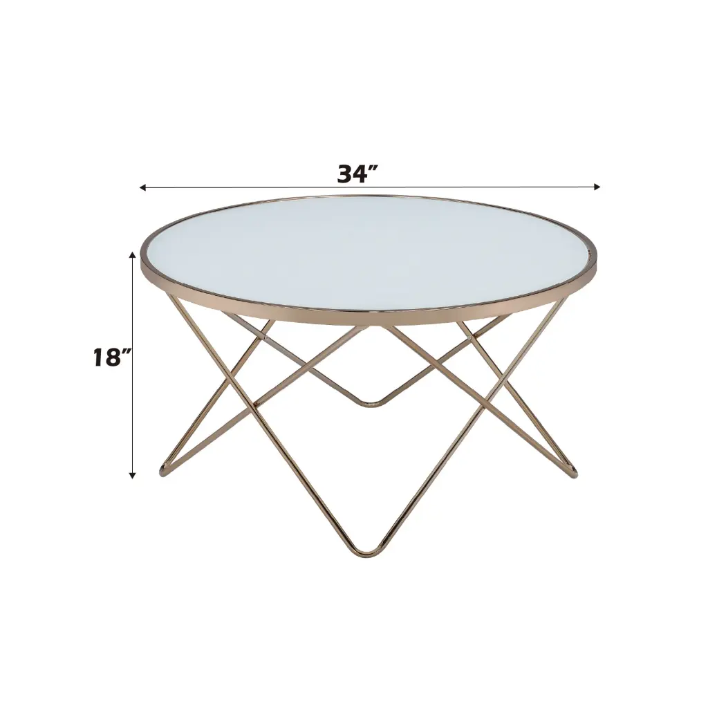 Valora Champagne Finish Coffee Table Frosted Glass Top urban nest