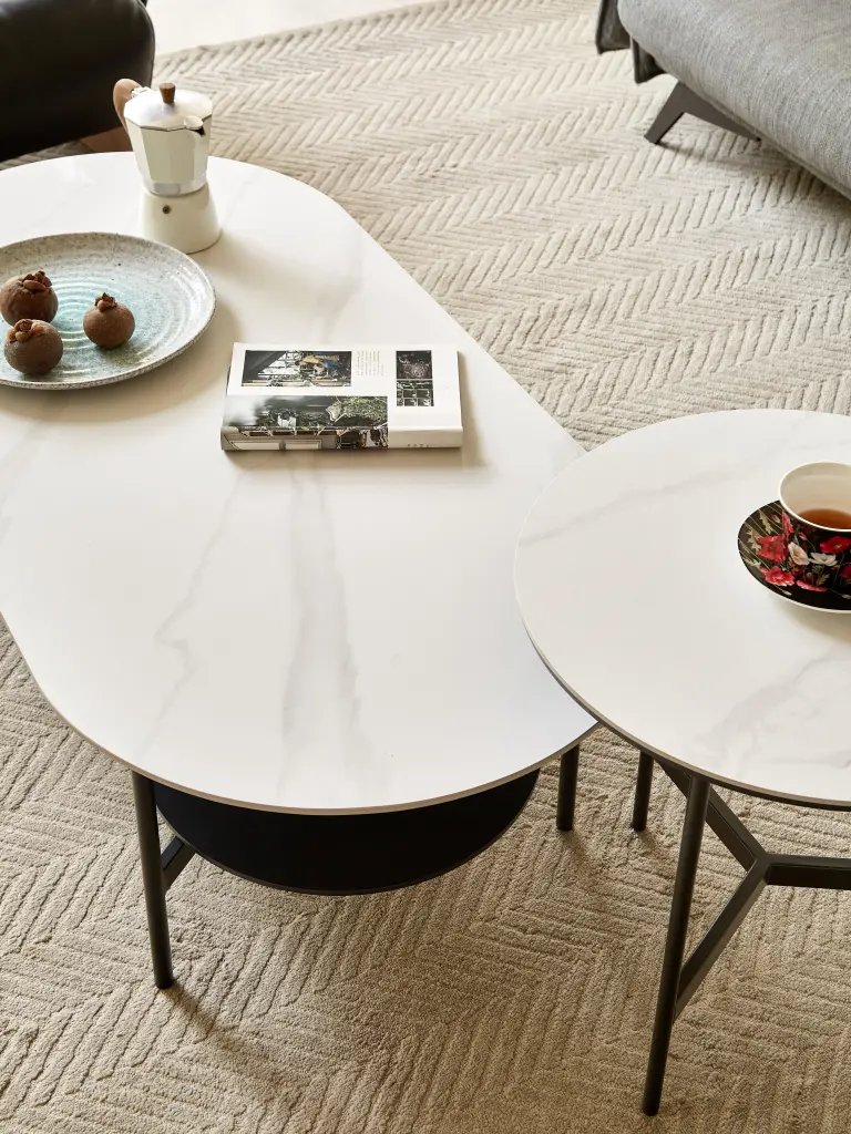 Porcelain Top MDF Double Layer Coffee Table Painting Design w1911