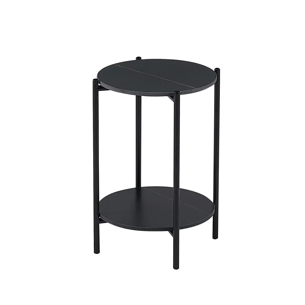2 Layer End Table Whole Stone Tabletop Round Coffee Table Living Room w2181