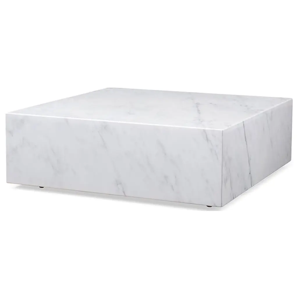 Whiteline Imports Square High Gloss Black White Marble Coffee Table Casters Whiteline Modern Living