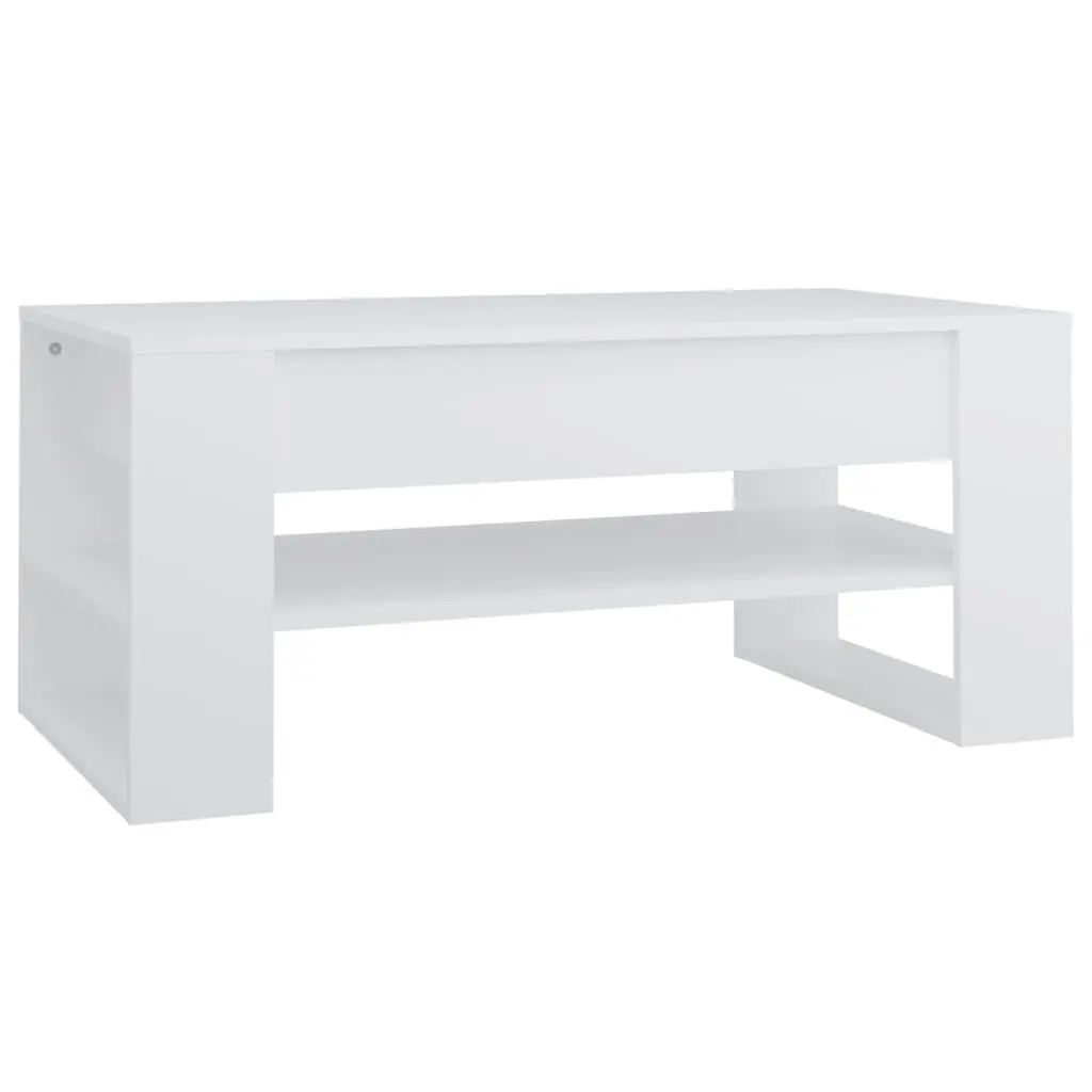 Coffee Table White 40.2x21.7x17.7 Inch Engineered Wood Modern