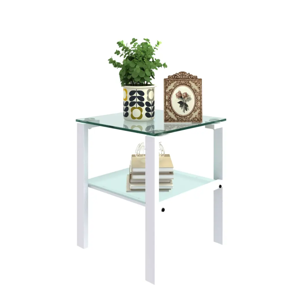 Crystal Two Layer Tea Table Small Round Bedroom Corner Table rnb