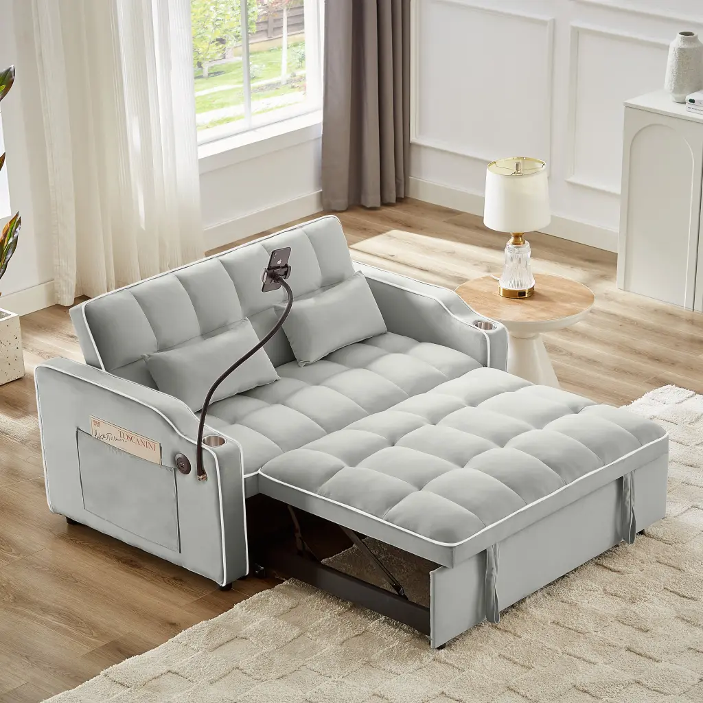 Multi Functional Collapsible Sofa Bed 3 Lengths Modern Velvet Sofa one future