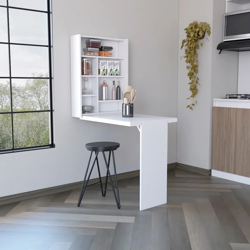 Toscana Wall Collapsible Table Multiple Shelves White - Space Saving rta mubles colombia