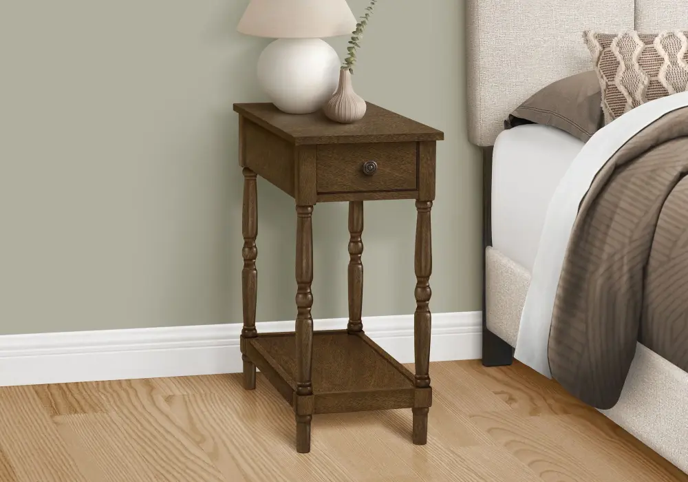 Abstract Sculpture Accent End Table, 2 Tier, Storage Drawer, Established Stylish Design