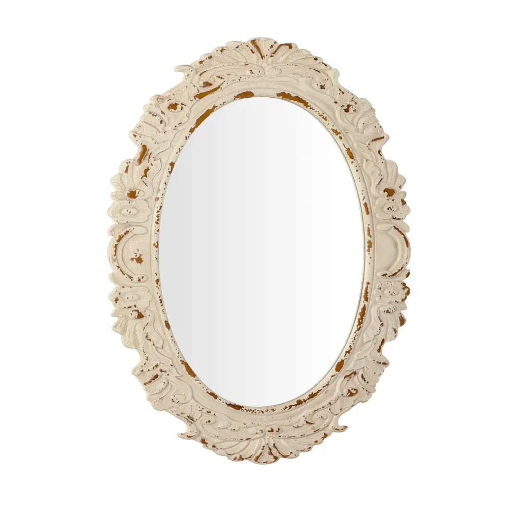 Twilight Established Oval Solid Wood Framed Antique White Accent Mirror #25011