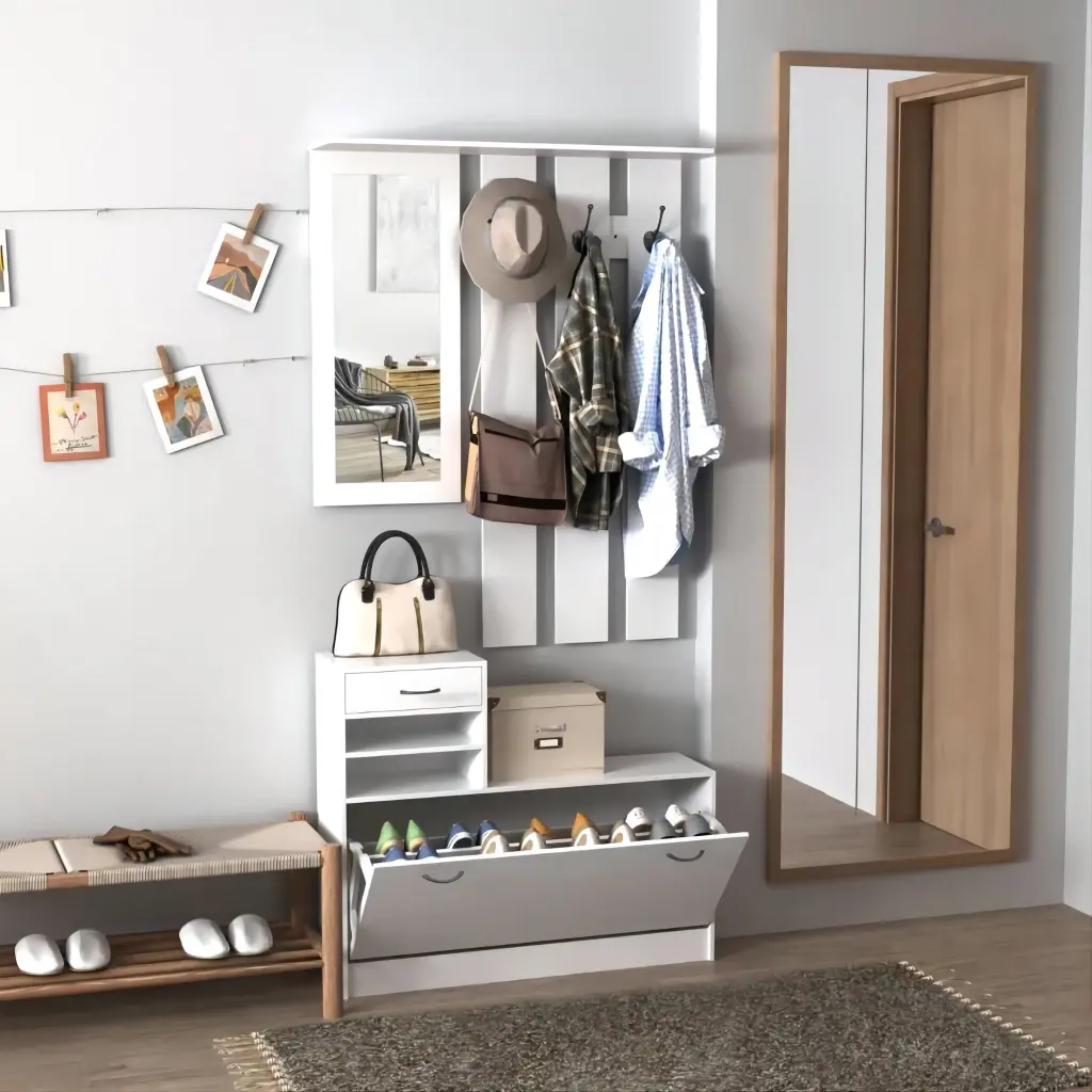 Combination Model Gate Cabinet Shoe Cabinet Hang Shelf Mirror Stand rd wood store