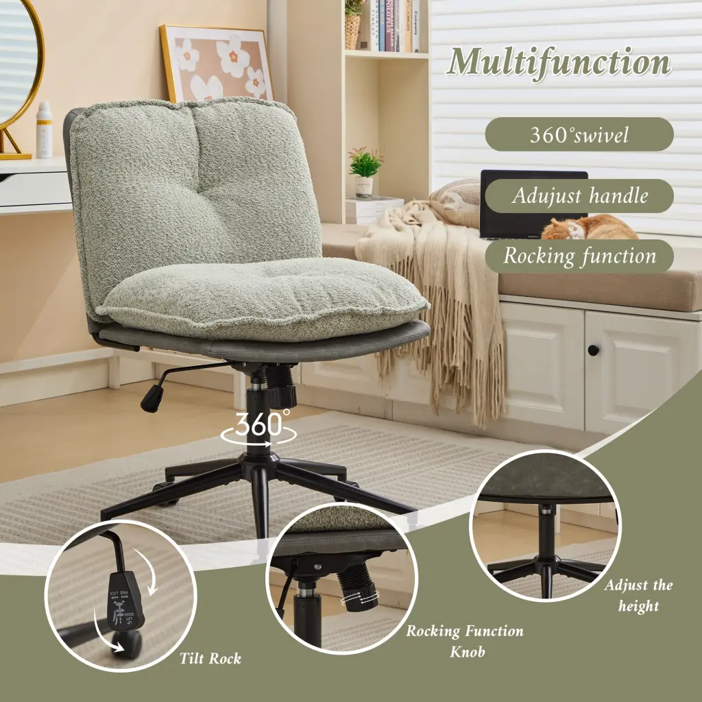 Oversize Seat Criss Cross Chair Wheels Elegant Design Computer Chair rnb