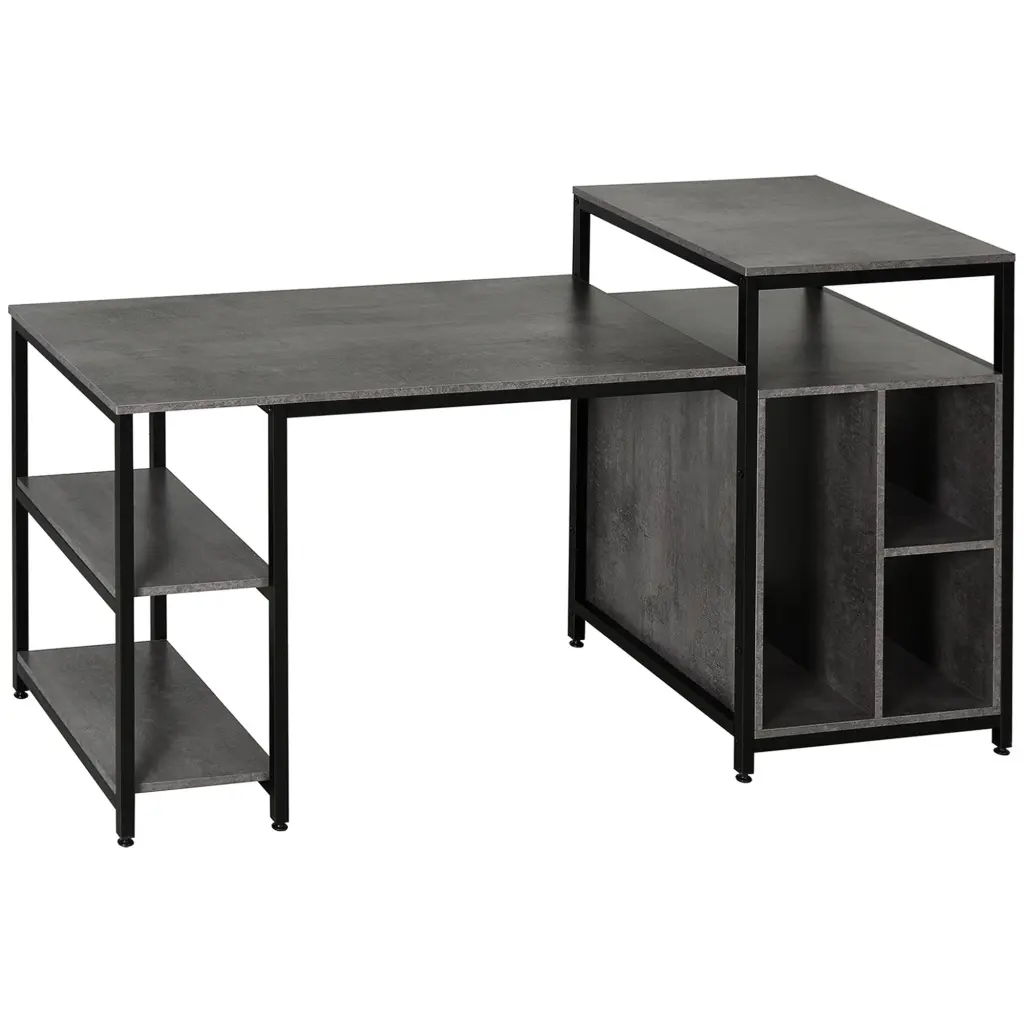 68 Inch Office Table Computer Desk Workstation Bookshelf And Cpu Stand aosom business