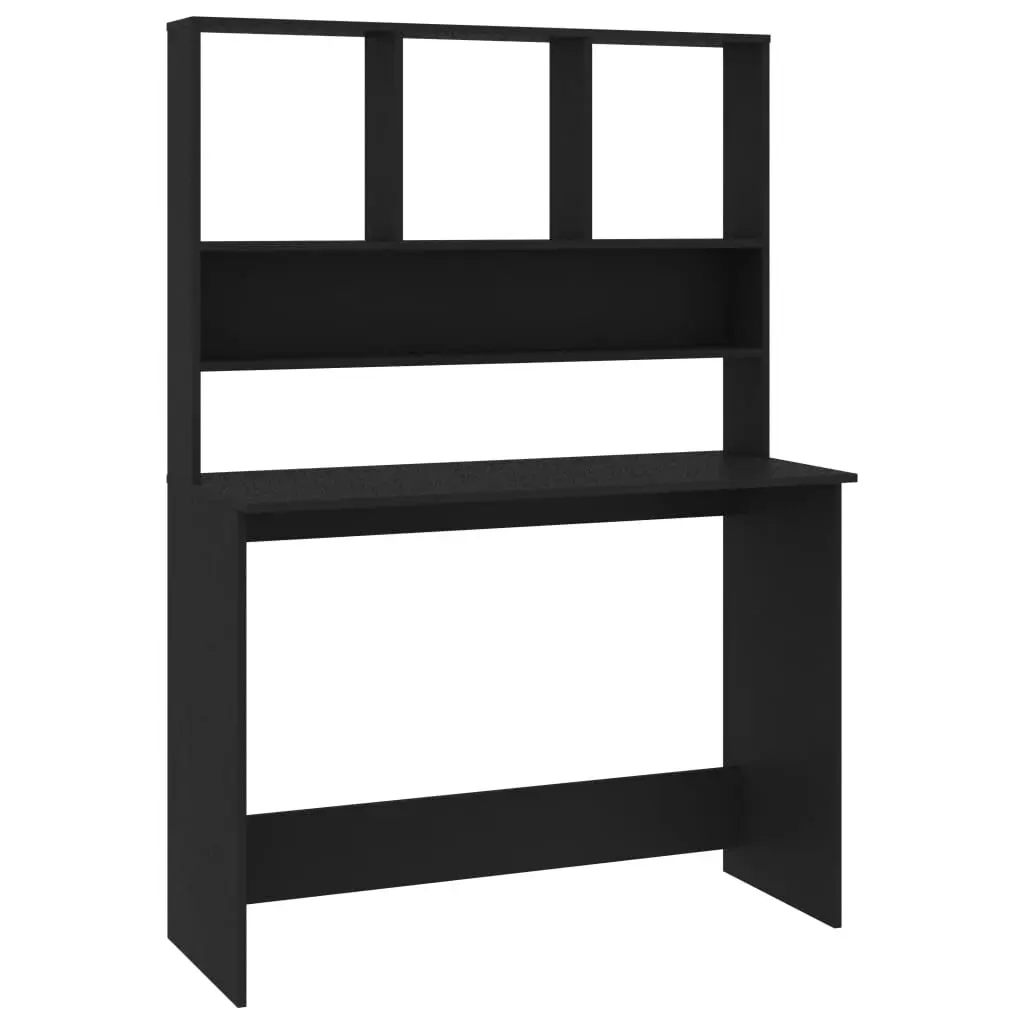 Black Engineered Wood Desk Shelves 43.3x17.7x61.8 Inches