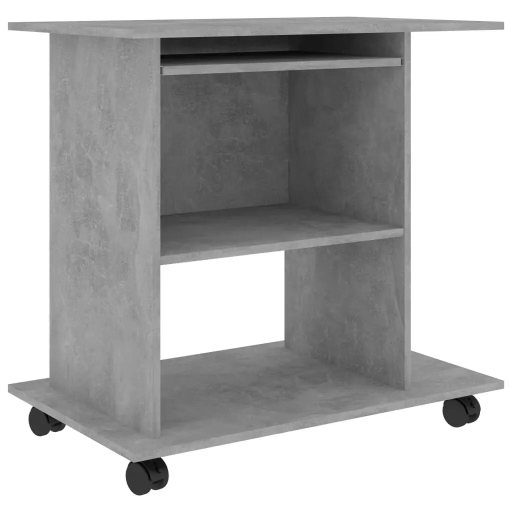 Computer Desk Concrete Gray 31.5x19.7x29.5 Inches Engineered Wood Home Office Desk