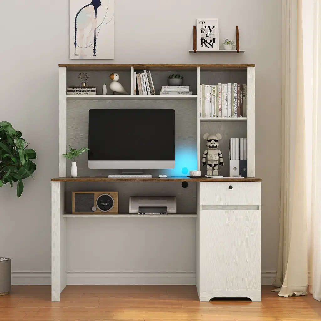 Computer Desk Hutch And Publication Shelf Timber Executive Desk Teens And Students dasenwood