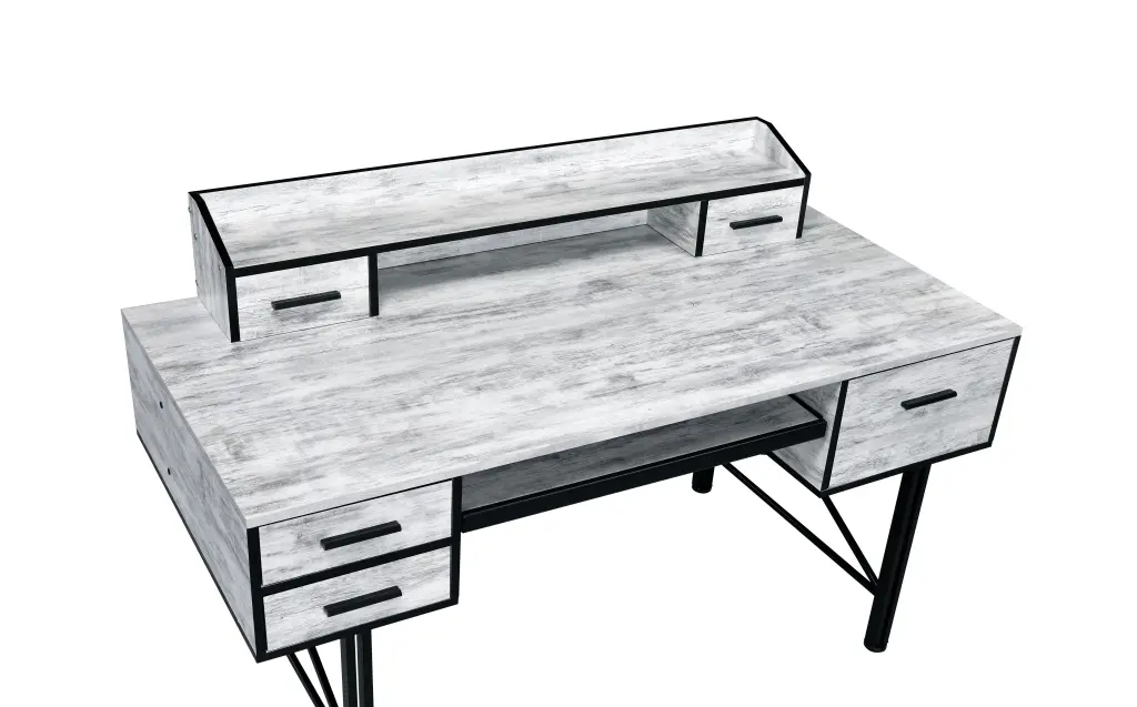 Antique White And Black 5 Drawer Computer Desk Keyboard Tray furniture max