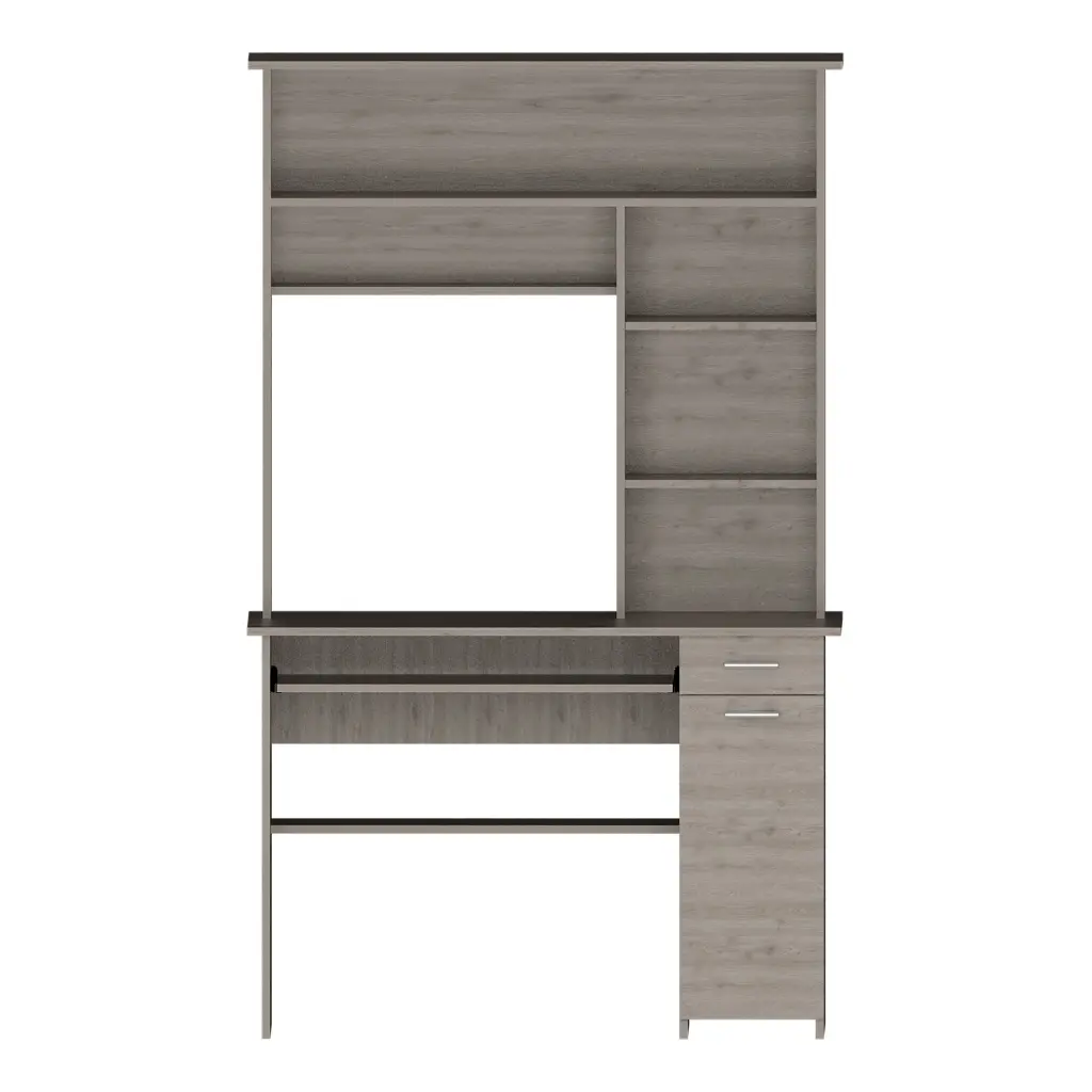 Light Gray 2 Drawer 7 Shelf Computer Desk Hutch Home Office furniture max