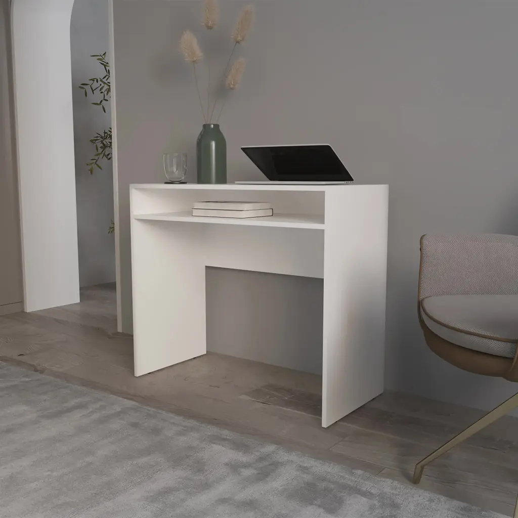 White Desk Storage Modern Melamine Study Table Home Office furniture max