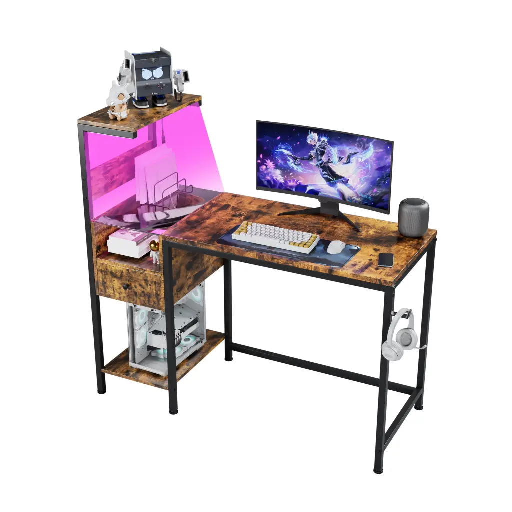 Computer Desk Power Outlet and Storage Shelves Study Writing Table Home Office hs furniture
