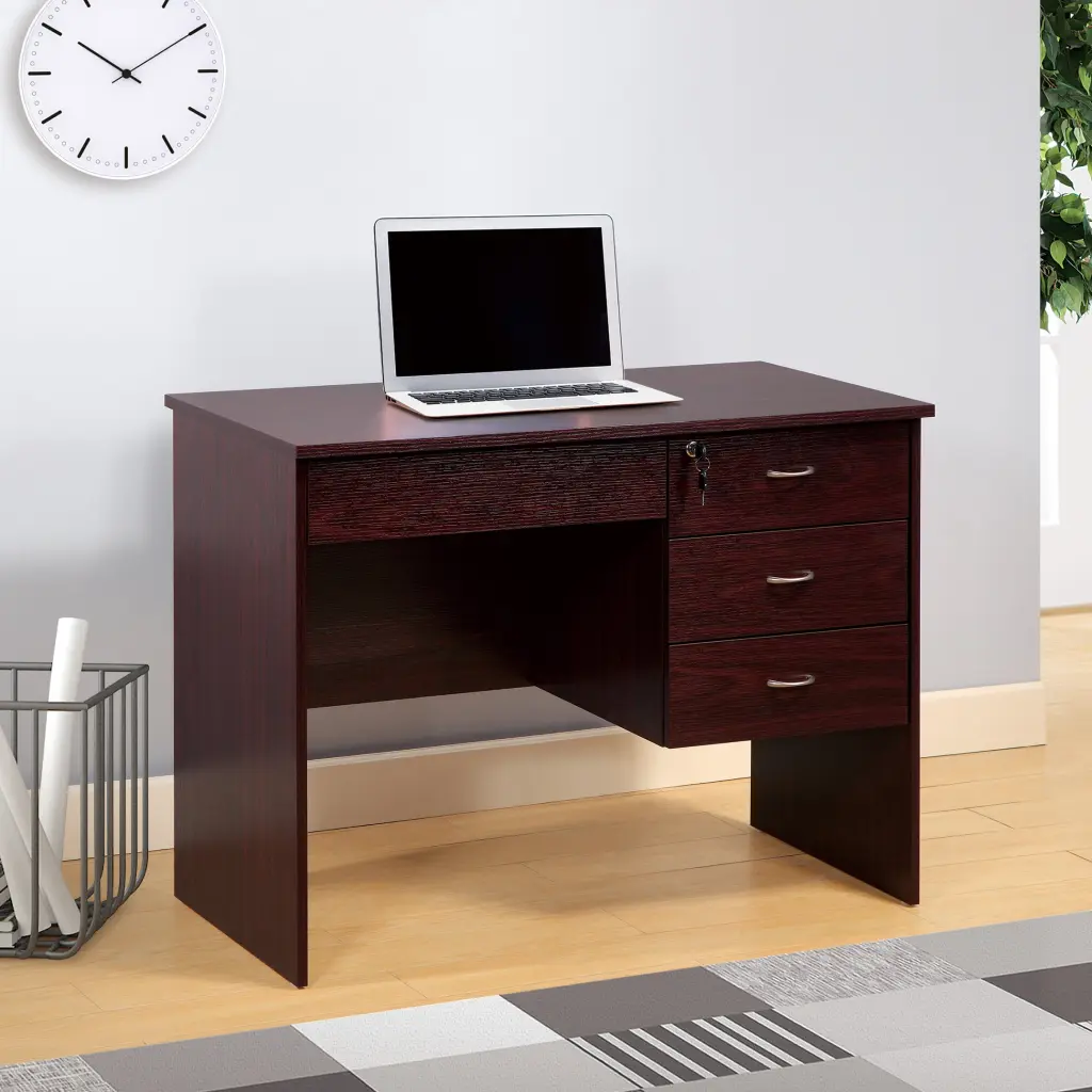 Student Desk Three Locking Drawers on Metallic Glides Work Desk Modesty Panel id international- inc.
